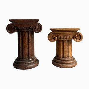 Pedestal romano vintage de roble