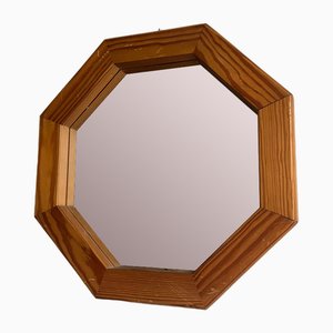 Achteckiger Vintage Spiegel aus Holz