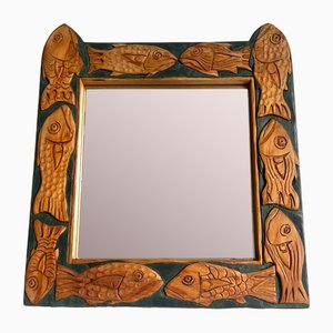 Hand Carved Fish Mirror