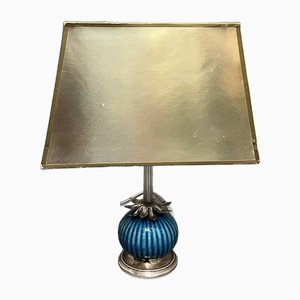 Art Deco Tischlampe aus Silber & Keramik