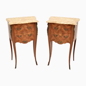 Commodes de Chevet avec Plateau en Marbre Marqueté, France, 1900s, Set de 2