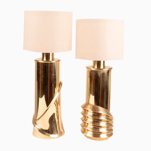 Brass Table Lamps attributed to Luciano Frigerio, 1970s, Set of 2