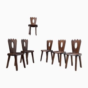 Brutalist Elm Dining Chairs, 1950s, Set of 6
