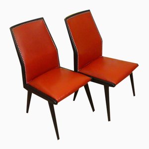 Rote Skai Esszimmerstühle, 1960er, 2er Set