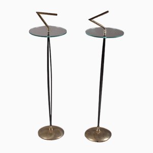 Small Glass and Metal Tables, Set of 2