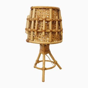 Vintage Rattan Tischlampe, 1970er