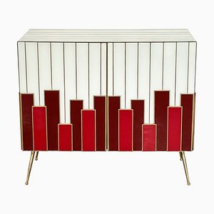 Credenza a due ante in vetro, anni '80