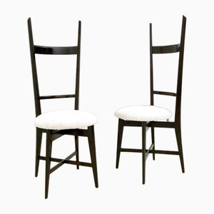 Vintage Black and White Chiavari Chairs in the style of Parisi, 1950s, Set of 2