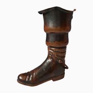 Large Brass Boot Cane Holder by Egidio Casagrande, Borgo Valsugana, Italy, 1950s