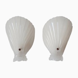 Shell-Shaped Glass Wall Lights from Orrefors, 1960s, Set of 2
