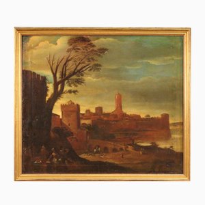 Italienischer Künstler, Landschaft, 17. Jh., Öl auf Leinwand, Gerahmt
