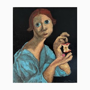 Carlo Cammarota, Donna con torsolo di mela, Acrylic on Canvas, 2019
