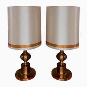Mid-Century Golden Table Lamps, 1970s, Set of 2