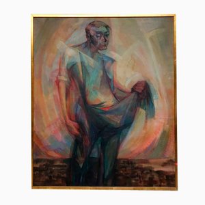 Abstract Figure, 1966, Oil on Canvas, Framed