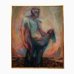 Figure Abstraite, 1966, Huile sur Toile, Encadrée