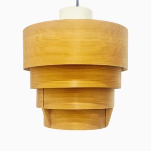 Lampada da soffitto Mid-Century in pino di Hans-Agne Jakobsson per Ellysett Markaryd, Scandinavia, anni '60