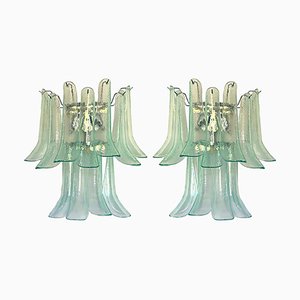 Apliques de pared Selle de cristal de Murano verde. Juego de 2