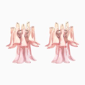 Apliques de pared Selle de cristal de Murano rosa estilo Mazzega de Simoeng. Juego de 2