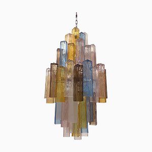 Lámpara de araña cuadrada de cristal de Murano multicolor de Simoeng