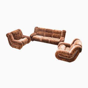 3-Seater Sofa and Lounge Chairs, 1970s, Set of 3