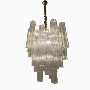 Lámpara de araña Tronchi grande de cristal de Murano, años 80