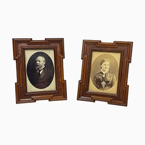 Ensemble de Cadres en Bois avec Royals, Pays-Bas, 1878, Set de 2