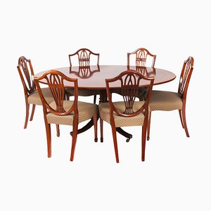 Vintage Oval Regency Revival Dining Table and Chairs by William Tillman, 1980s, Set of 7
