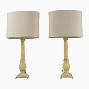 Volterra Alabaster Table Lamps, 1970s, Set of 2
