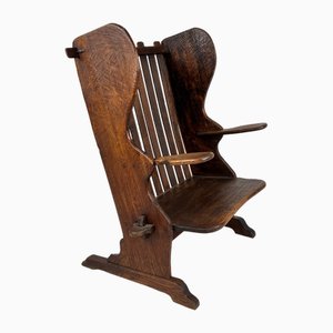 Arts & Crafts Handmade Wooden Sculptural Lounge Chair, 1900s