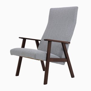 Poltrona de respaldo alto danesa de teca, años 60