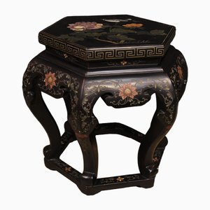 Lacquered and Painted Chinoiserie Side Table, 1960s