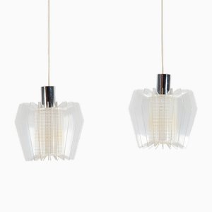 Vintage Space Age Acrylic Glass Pendant Lamps from Raak Amsterdam, 1960s, Set of 2