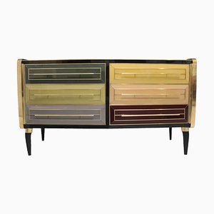 Wood and Colored Glass Bar, Italy, 1950s