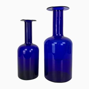 Danish Cobalt Blue Vases attributed to Otto Brauer Holmegaard Gulv, 1950s, Set of 2