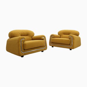 Bouclè Fabric Lounge Chairs, 1970s, Set of 2