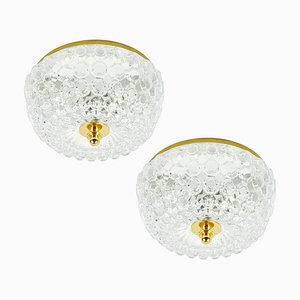 Mid-Century Bubble Glass Flush Mounts or Wall Lights by Helena Tynell for Limburg, Germany, 1960s, Set of 2