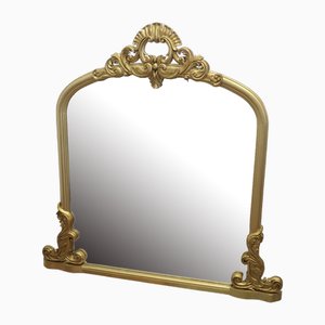 Espejo rococó grande dorado arqueado, años 60
