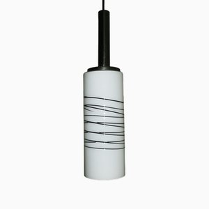 Lámpara colgante italiana de vidrio opalino superpuesto, años 60