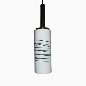 Lampe à Suspension en Verre Opalin Overlay, Italie, 1960s