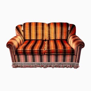 Orange & Black Striped Velvet Fringe Sofa, 1960s