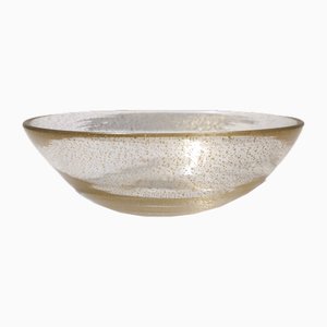 Postmodern Gold Flecked Murano Glass Bowl, Italy, 1970s