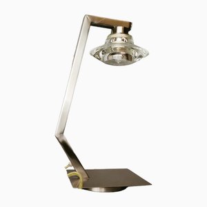 Moderne Silberne Metall Halogen Schreibtischlampe, 2000er