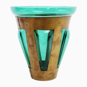 Vase aus mundgeblasenem Glas & Metall von Felipe Derflingher, 1960