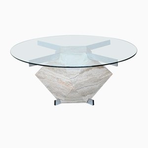 Mesa de centro Mid-Century con forma de diamante de travertino, Italia, años 60