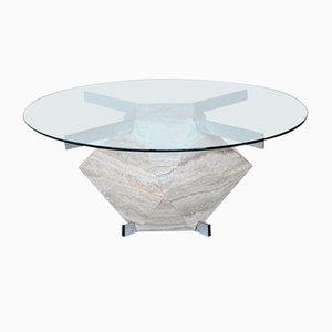 Tavolino da caffè Mid-Century a forma di diamante in travertino, Italia, anni '60