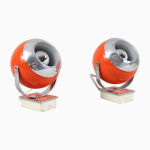 Space Age Eye Ball Wall Lamps, Germany, 1970s, Set of 2