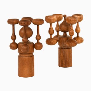 Kerzenhalter aus Teak von Erik Höglund, 1950er, 2er Set