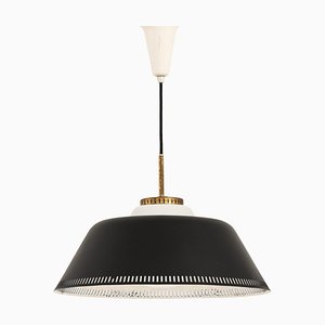 Plafonnier en Laiton et Verre Opalin par Bent Karlby, 1950s