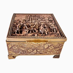 Decorative Jewelry Box in Silver and Gold Coloured Metal, France, 20th Century