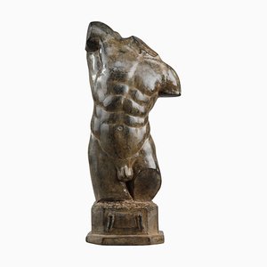 Busto de bronce de hombre desnudo atribuido a Pierre Chenet, años 80